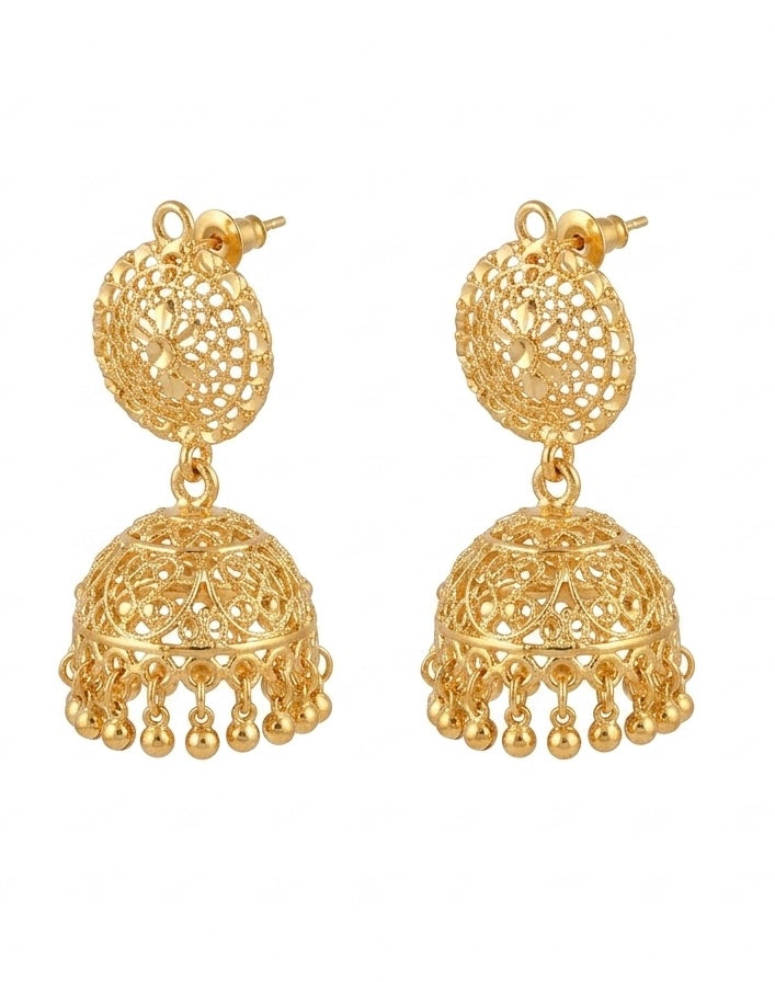 Artificial Gold Plated Intricate Jhumka Earrings